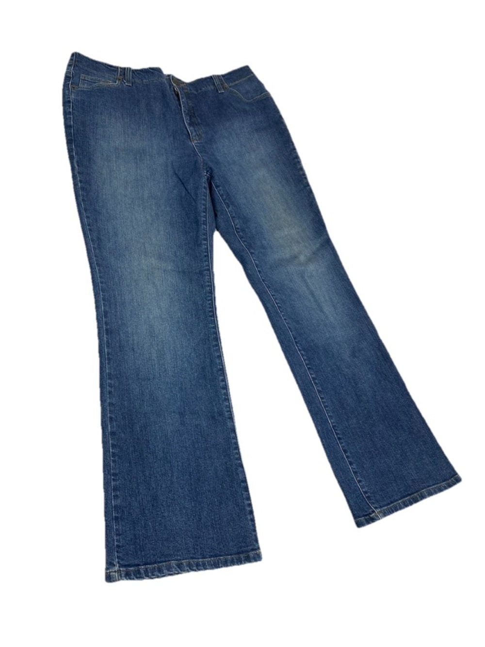 Lands End Women’s Original Fit Classic Waist Boot Leg Jeans Blue Size 16 - Picture 2 of 11